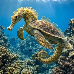 Sea turtle + Seahorse